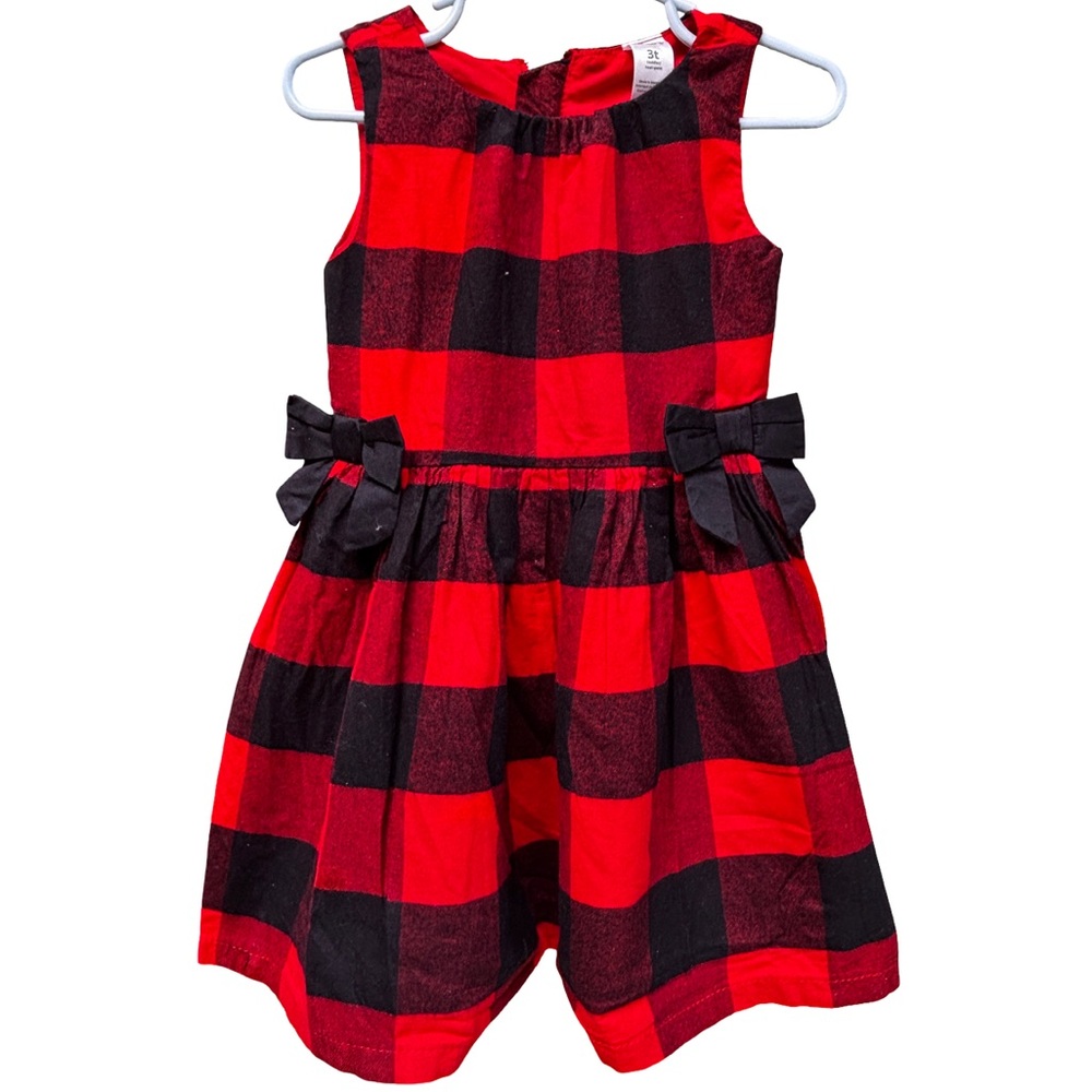Carters Red Black Check with Bows Sleeveless Cotton Dress 3T (3 items for $12)